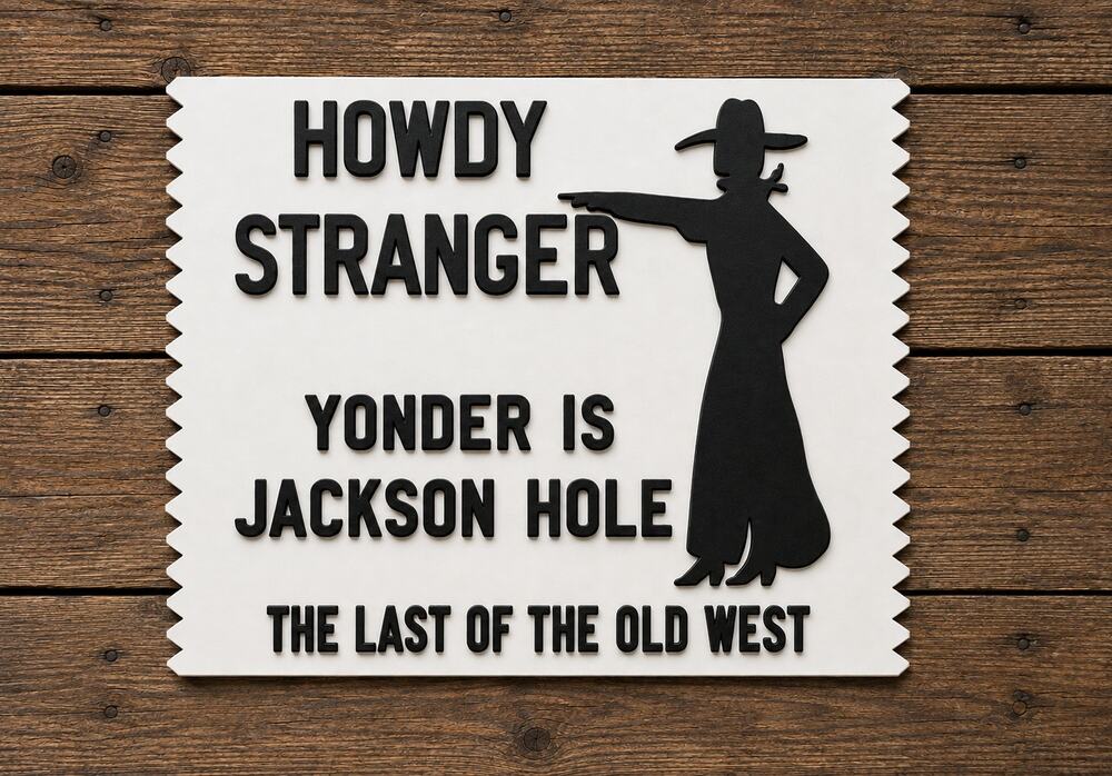 Howdy Stranger Yonder Is Jackson Hole Sign Wyoming Yellowstone National Park